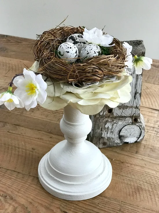 Easter Candlestick Bird's Nest DIY Decor