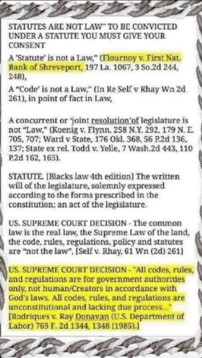 [ ] truth within lawful Statutes are not Law