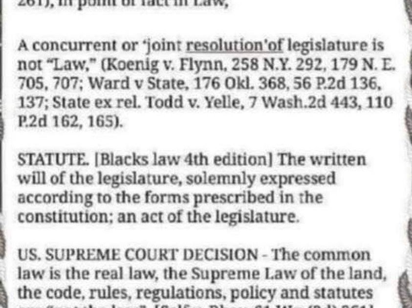 [ ] truth within lawful Statutes are not Law