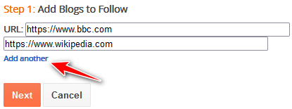 Blog subscription dialogue box