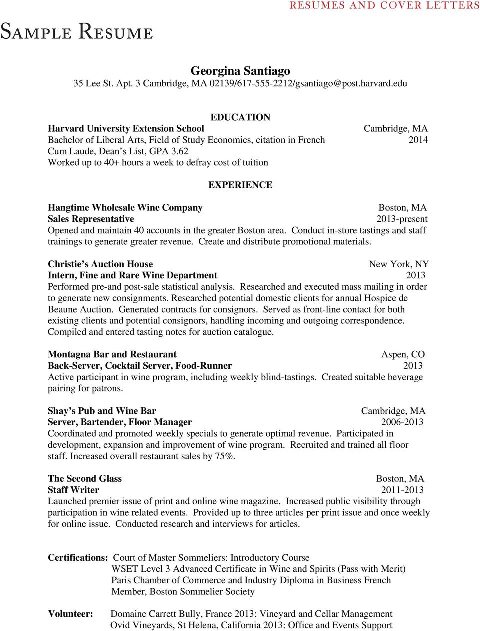 Harvard Extension School Resumes And Cover Letters 2019 Resume Format Site