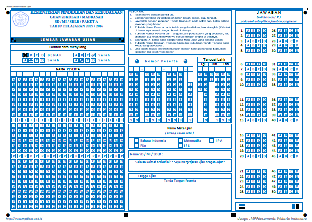 Format Lembar Jawaban Komputer Guru Folder Pendidikan