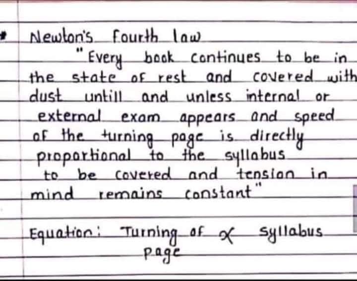 BreakingNewton's 4th Law of Study Released Recently And Gone Viral On