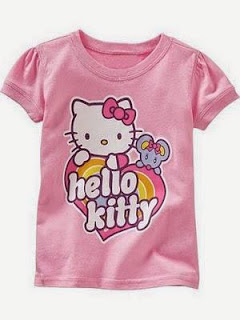 Gambar Baju Kaos Anak Hello Kitty Pink Lengan Pendek Merah Jambu 