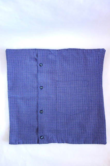 repurpose a button-down shirt, recycle a shirt, pillow cover, pillowcase, pillowcase tutorial, plaid shirt, fabric crafts, sewing crafts, blah to TADA, sweet dreams, embroidery, pillow