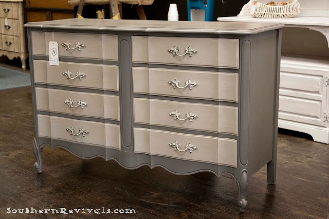 Southern Revivals | French Provincial Chalk Painted Gray Dresser Redo