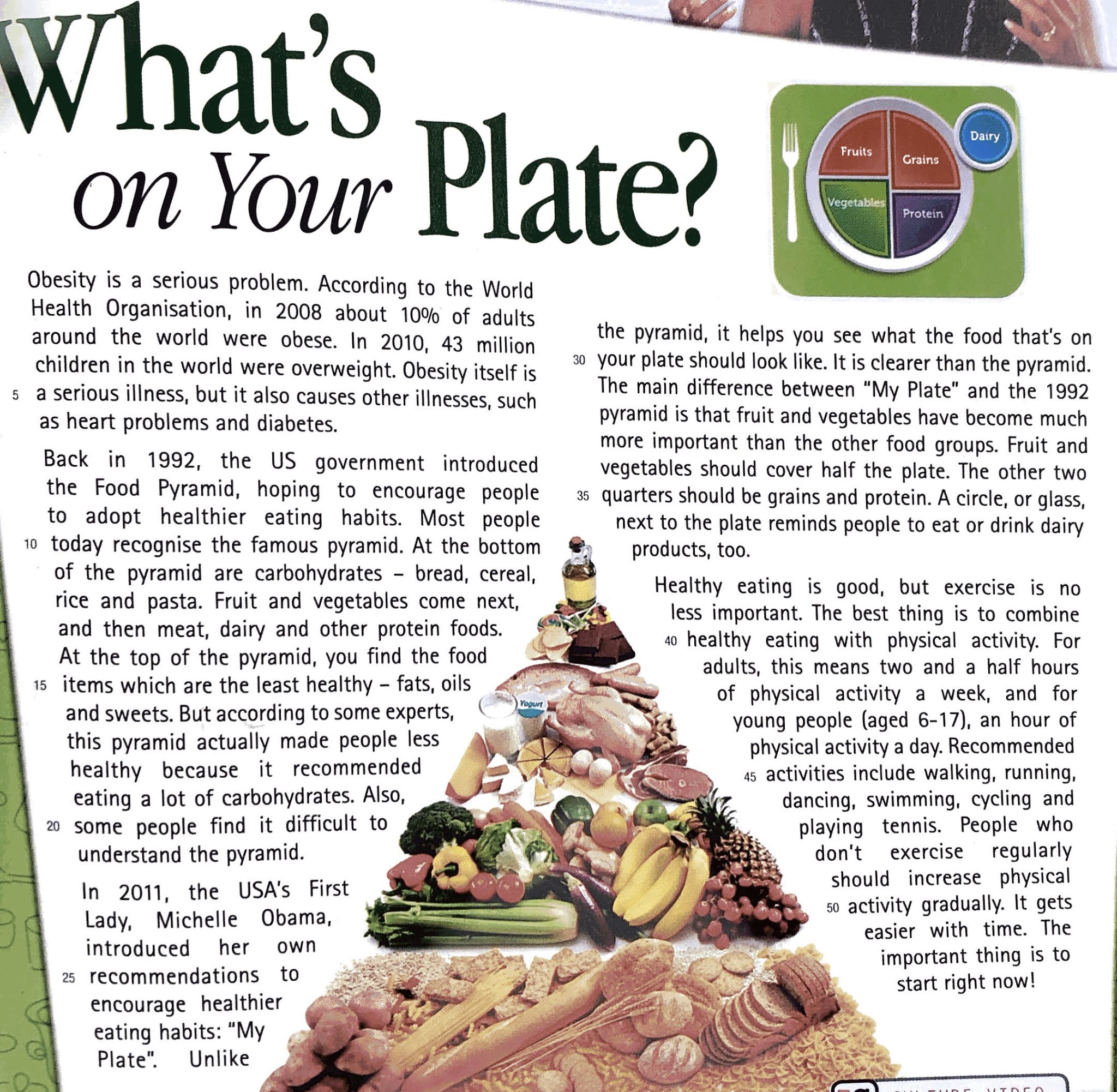 READING COMPREHENSION. WHAT'S ON YOUR PLATE?