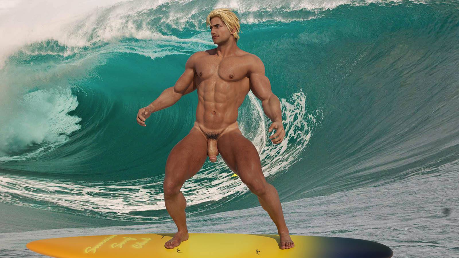 Nude male surfers