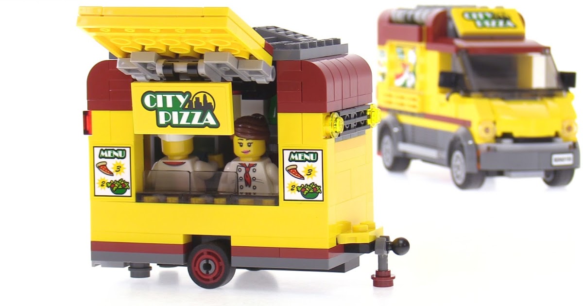 Custom LEGO coffee &amp; pizza vendor trailer MOCs