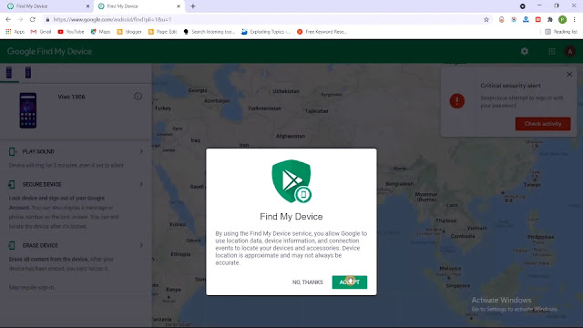 give here location permission Giving location permission in find my device