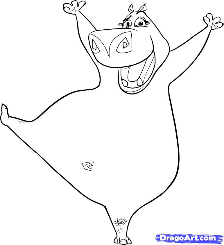 cartoon hippo coloring pages - photo #35