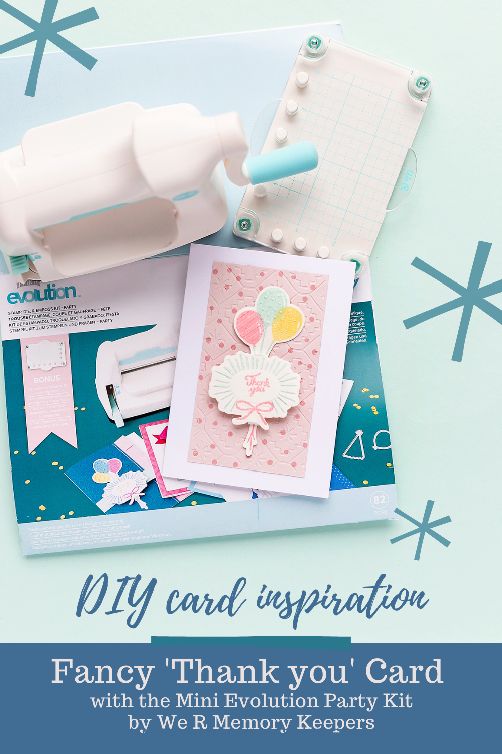Mini Evolution Party Kit Die-Cutting Machine Pinterest Pin for Fancy Thank you card Die-cutting with Sandra Dietrich
