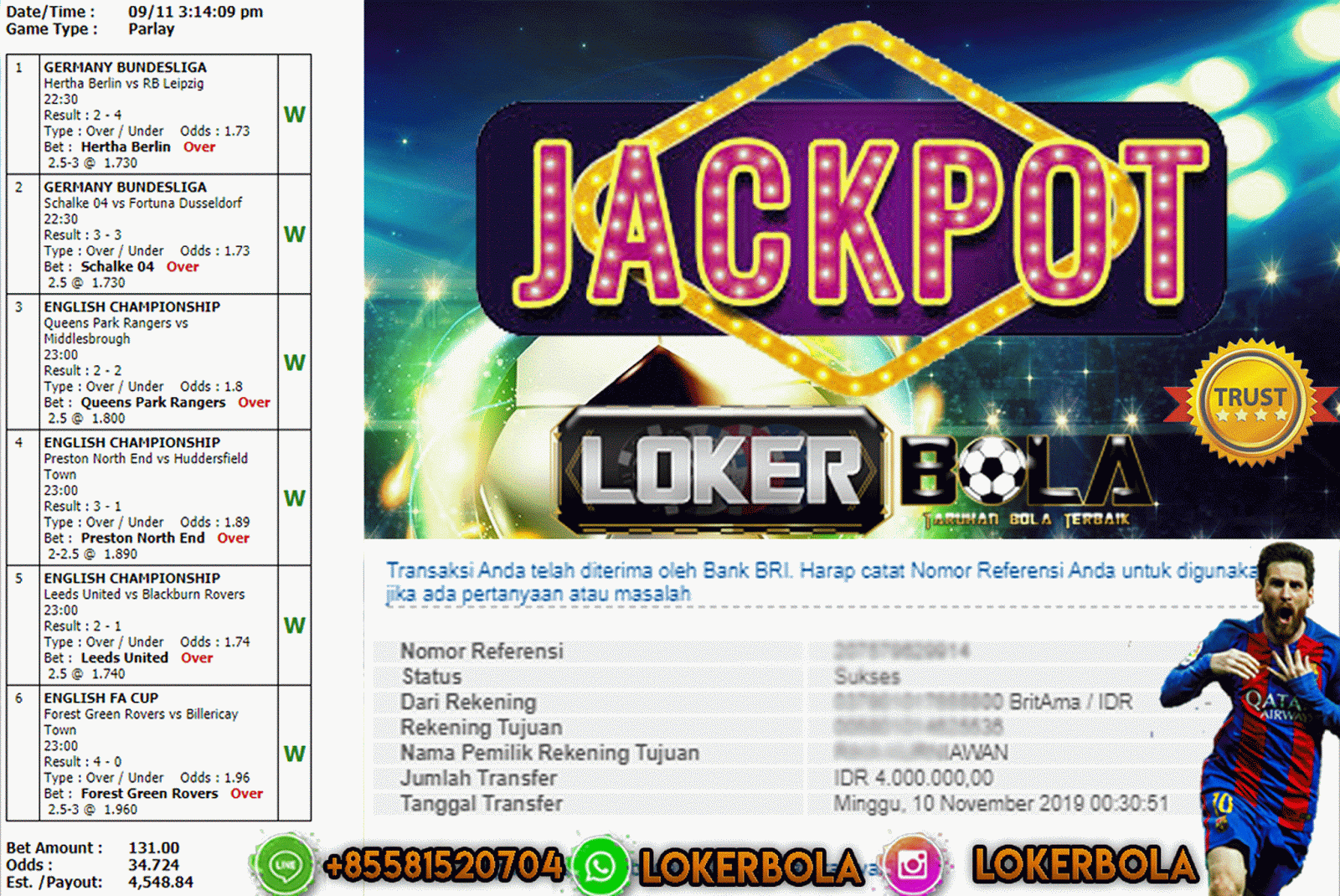 JACKPOT MIX PARLAY DENGAN MODAL 131 RIBU MENANG HINGGA JUTAAN RUPIAH