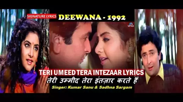 Teri Umeed Tera Intezaar Lyrics - DEEWANA 1992