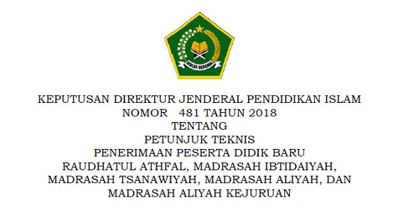Keputusan Dirjen Pendis Nomor 481 Tahun 2018 Tentang Juknis Ppdb Raudhatul Athfal Madrasah Ibtidaiyah Madrasah Tsanawiyah Madrasah Aliyah Dan Madrasah Aliyah Kejuruan Bangren Belajar