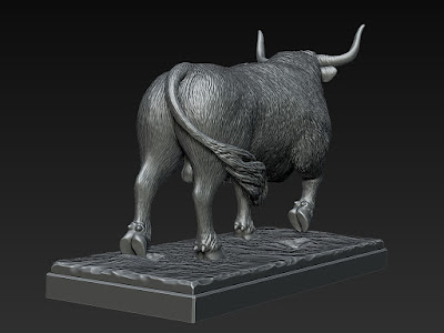 The Bull - tabletop figurine. Digital sculpting for 3D printing and production.