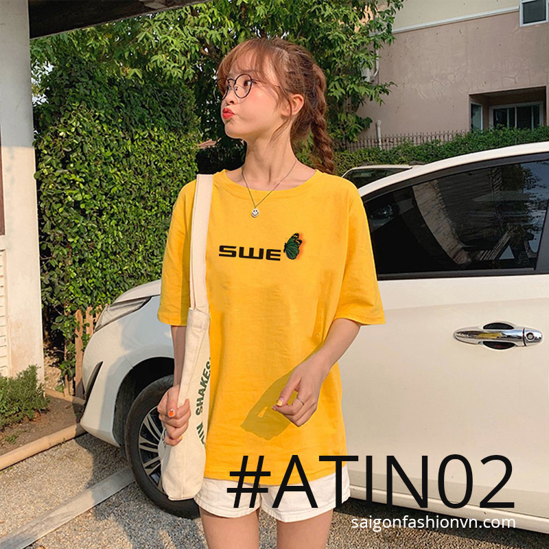 ÁO THUN TAY LỠ IN SWE BƯỚM ATIN02