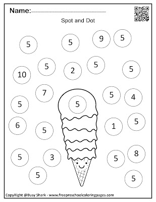 Free ice cream balls summer dot markers preschool coloring pages , learn to count numbers from 1 to 10 for kids