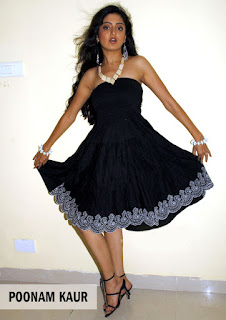 poonamkaur new photo shoot in black frock with high heels