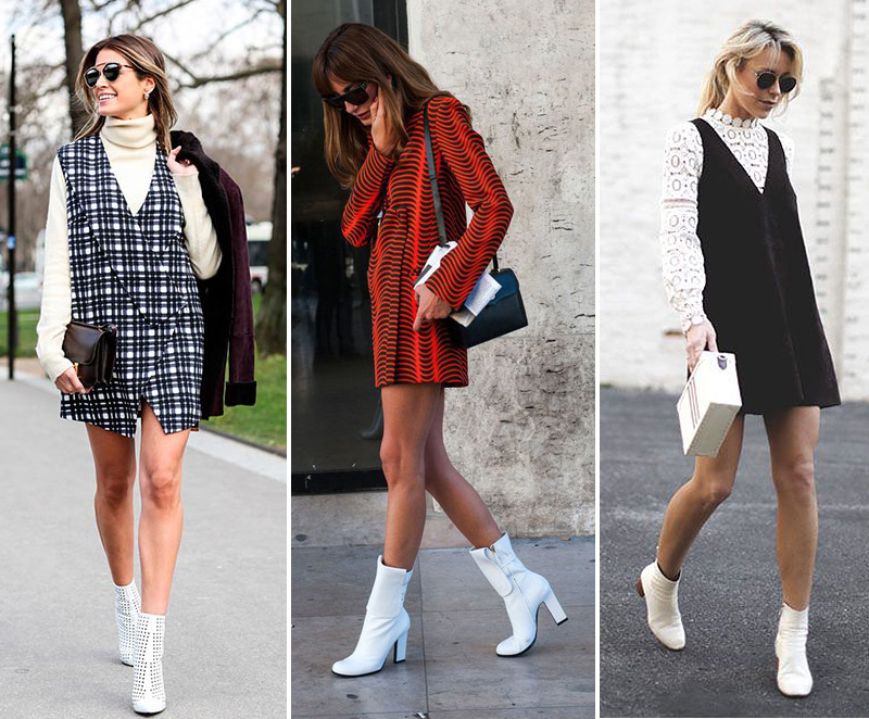 vestido com bota branca