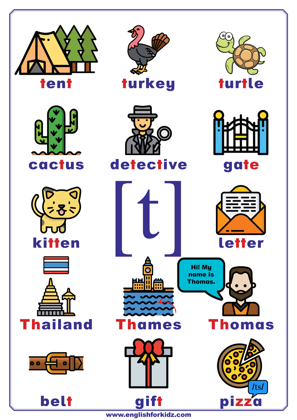 Letter T Worksheets, Flash Cards, Coloring Pages