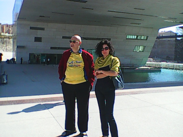 KOUTARELLI  WITH  MARILENA   NARDI  IN  FRONT  OF  CONTEMPORARY   ART  MUSEUM  OF  MARSEILLE