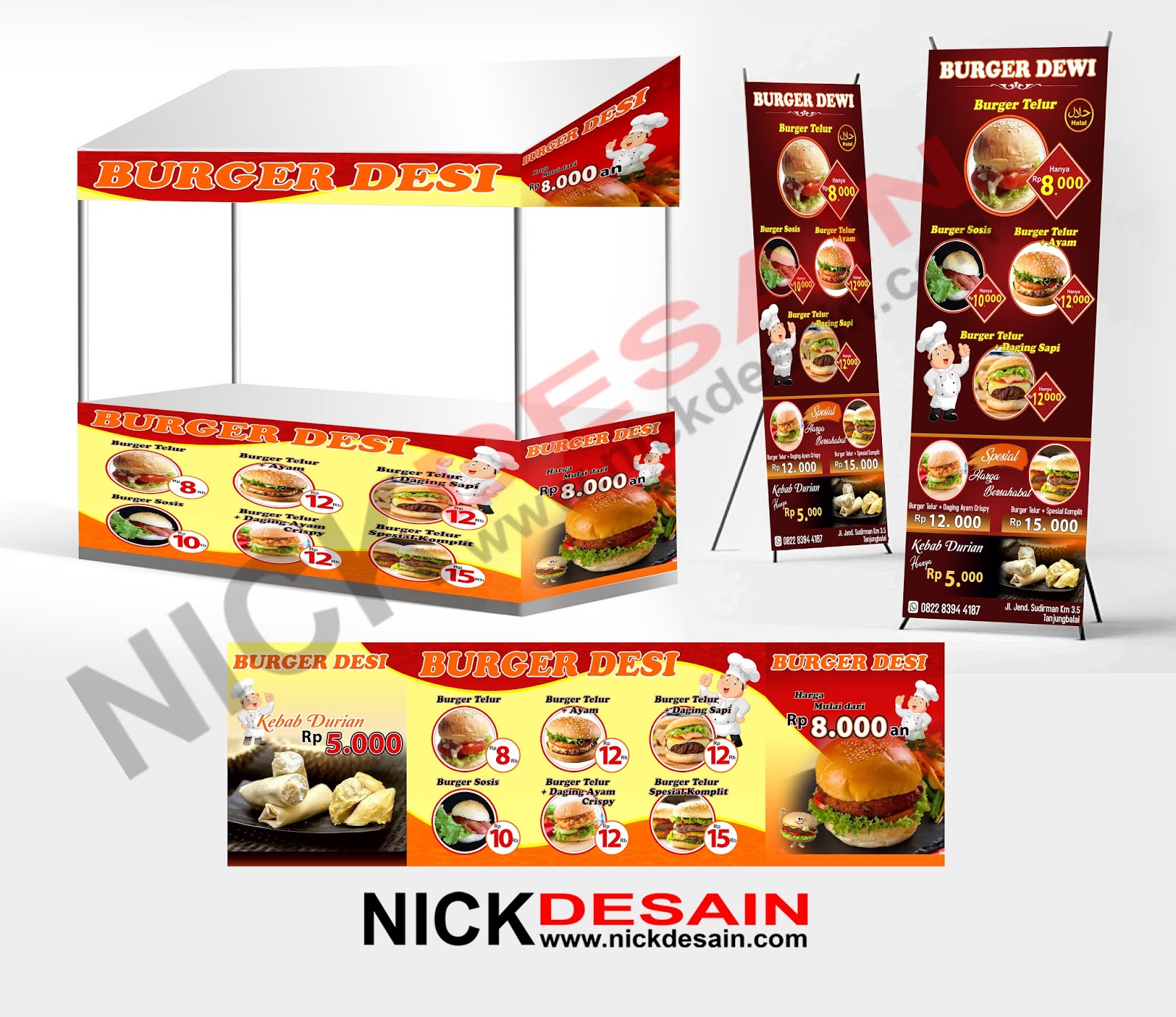  Contoh  Desain  Standing Banner dan Branding Booth Burger 