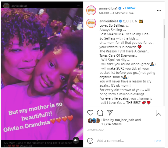 For every lie against you will bring forth blessing- Annie Idibia showers her mom with lovely words (Photos)