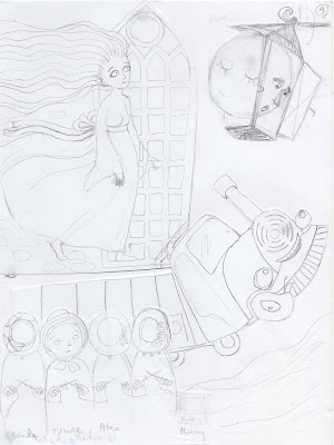 Muinasjutte haapsalust Aide Leit-Lepmets fairy tales illustration white lady kinitting ladies lace train