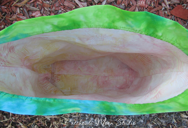 Patchouli Moon Studio~ Large Drawstring Project Knitting Bag in Echinacea Fabric