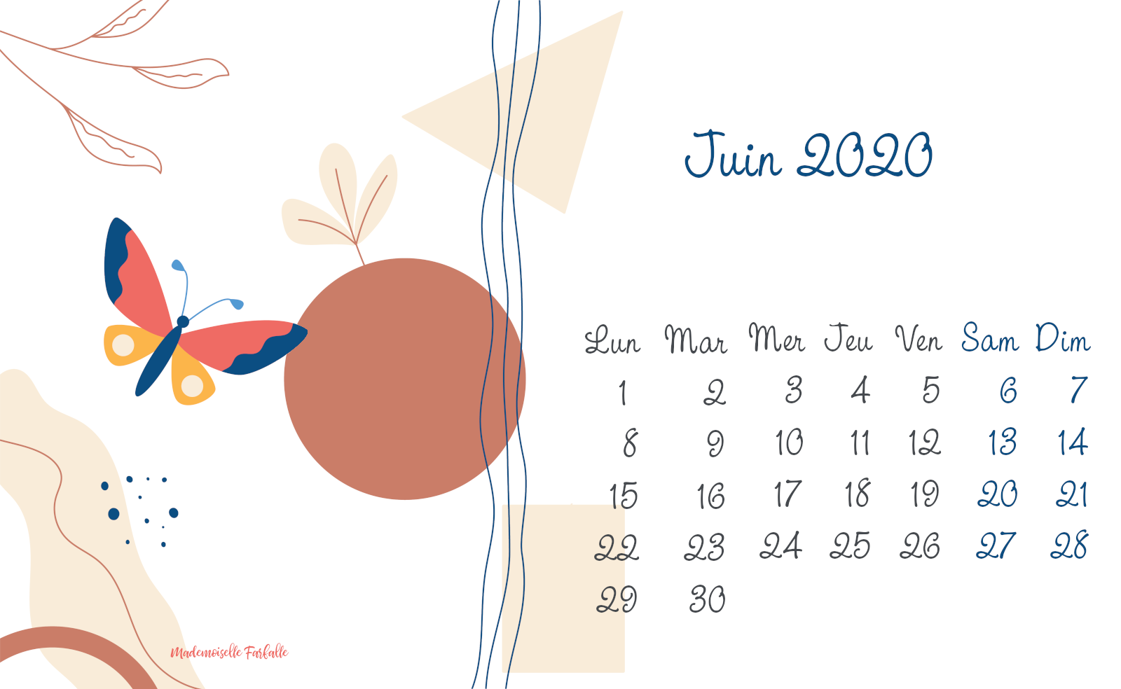 Calendrier et fonds d’écran de juin 2020 à télécharger - Mademoiselle Calendrier et fonds d’écran de juin 2020 à télécharger - Mademoiselle