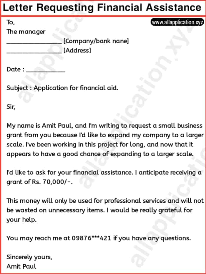 Sample Letter Requesting Financial Assistance To Start A Business [99