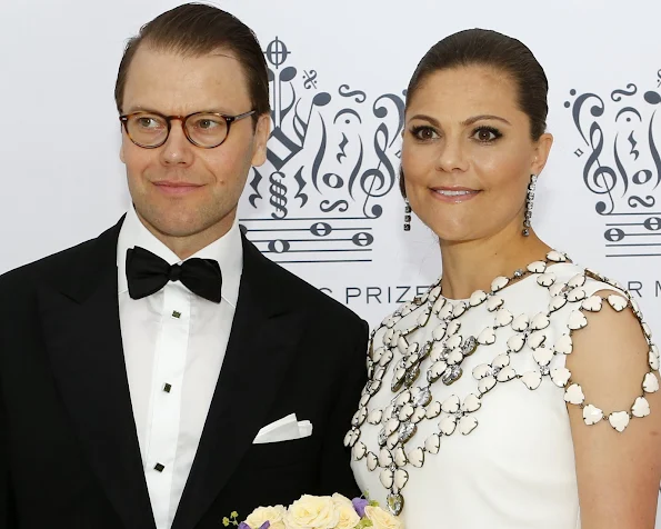 Queen Silvia, Crown Princess Victoria and Prince Daniel, Prince Carl Philip and Princess Sofia of Sweden attend Polar Music Prize 2016. Princess Victoria wore Ralph Lauren Dora V-Back Gown