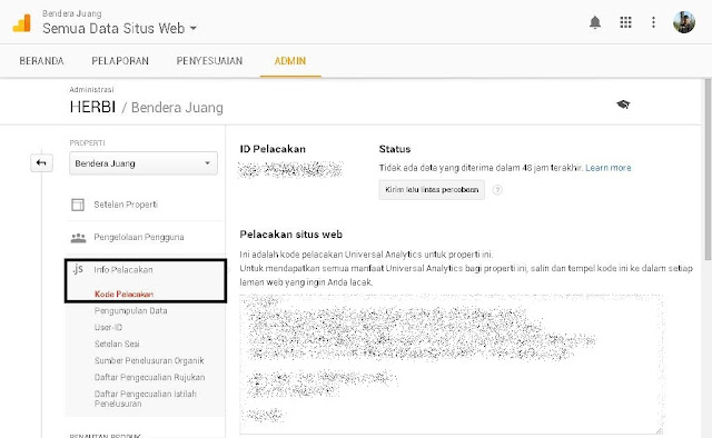 Cara melihat id pelacakan properti google analytics