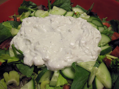 Salad with low fat blue cheese dressing