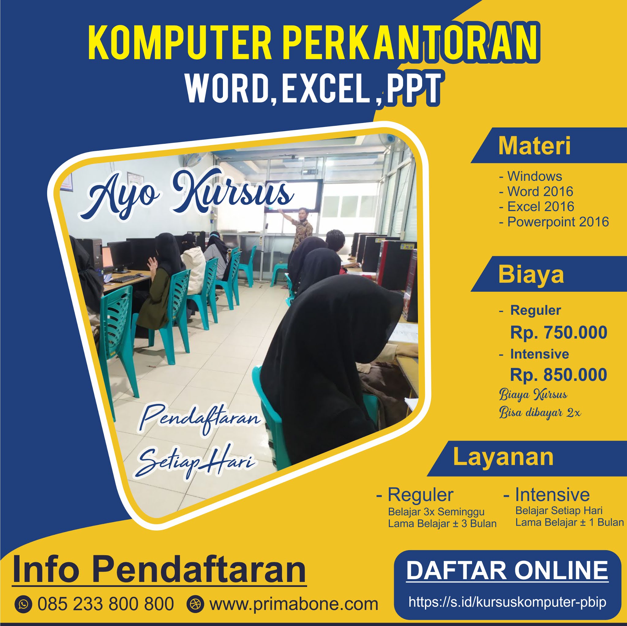 BROSUR KURSUS KOMPUTER UPDATE JULI 2021 LKP Prima Bina