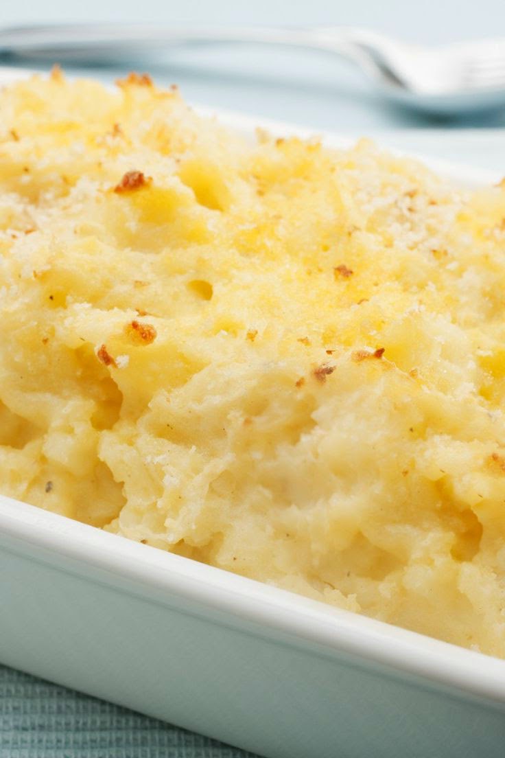 Baked Mashed Potatoes with Parmesan Cheese and Bread Crumbs Boy Meets