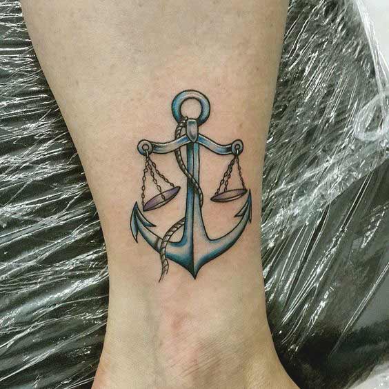 best libra and anchor tattoos on ankle