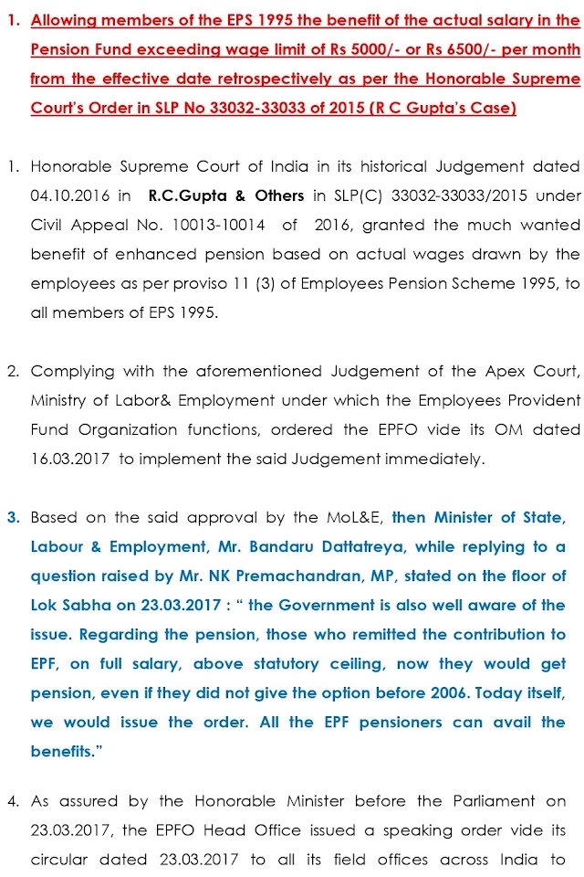 EPS 95 PENSION HIKE: MINIMUM PENSION 10000 MEMORANDUM SUBMITTED BEFORE THE HONORABLE DEPARTMENTALLY RELATED JOINT PARLIAMENTARY STANDING COMMITTEE ON LABOUR