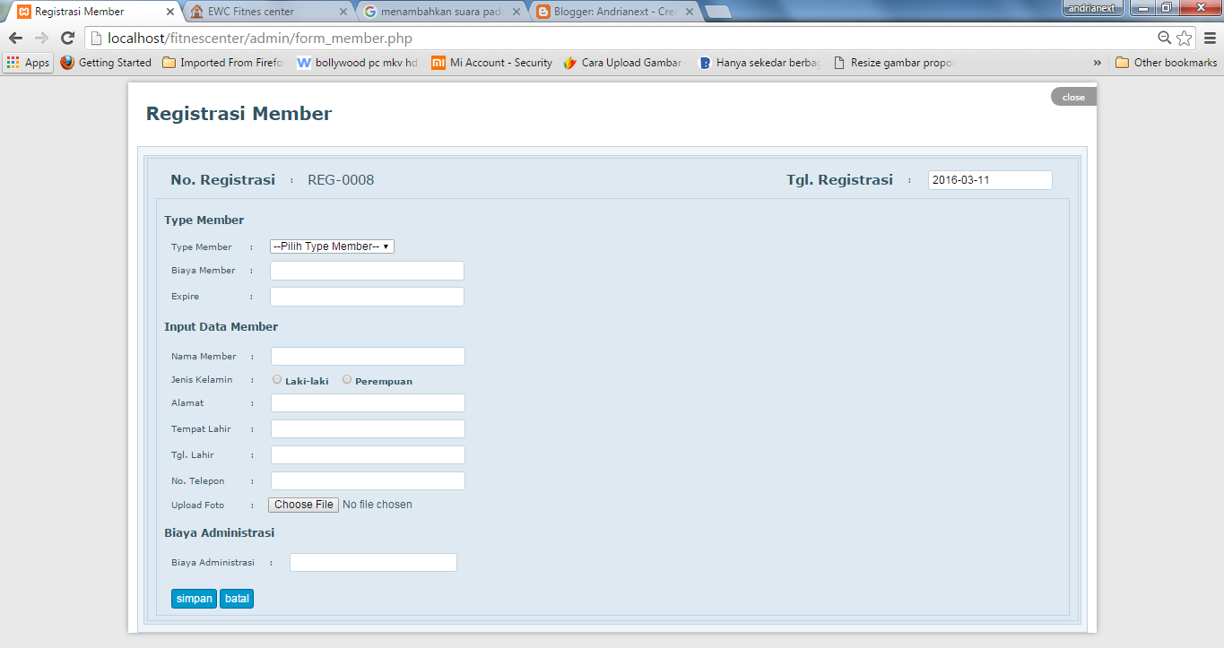 Source Code Sistem Informasi Fitnes Berbasis Web