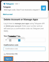 How to Delete Telegram Account Permanently on Android phone - Telegram sends a confirmation code