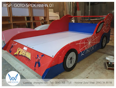 Giường ô tô Spider Man GOTO-SPIDERMAN.01 với màu đỏ là màu sắc chủ đạo