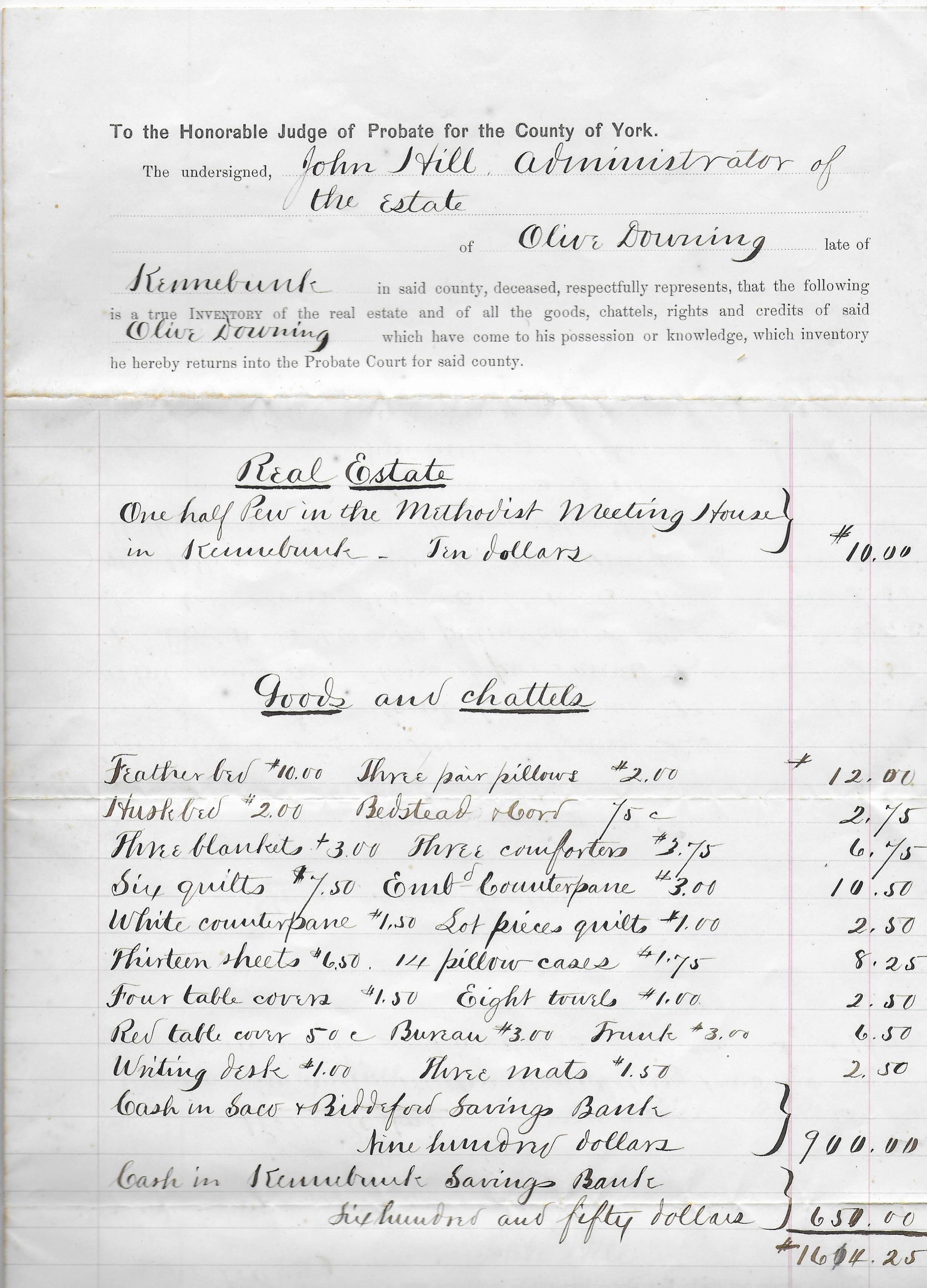 Heirlooms Reunited Inventory of the Estate of Olive (Gilpatrick