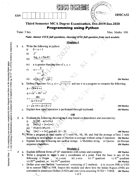 Visvesvaraya Technological University MCA. (CBCS) Third Semester ...