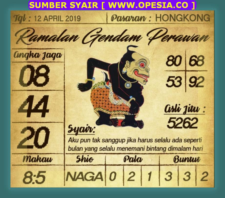 Kode syair hk Jumat 12 April 2019 GOsyair SEDIA KODE