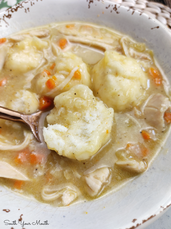 Homemade Chicken & Dumplings (Drop or Rolled) - An old-fashioned recipe for tender stewed chicken in a rich stock with soft dropped dumplings or use the same recipe for rolled and cut dumplings – whichever you prefer!