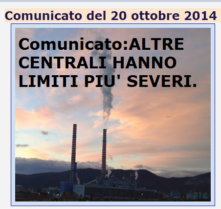 COMUNICATO : ALTRE CENTRALI   A CARBONE HANNO LIMITI  PIU' SEVERI.