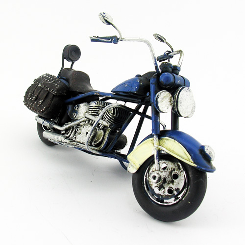 Dekoratif Nostaljik Mavi Motosiklet