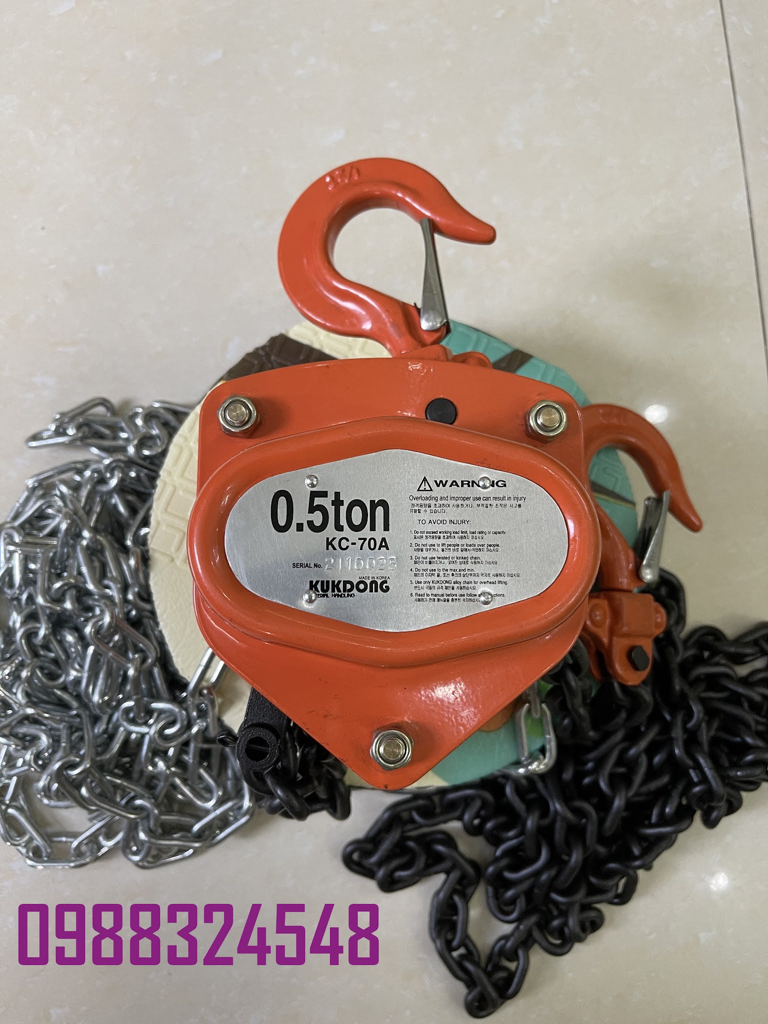Pa lăng kéo tay Kukdong 0.5 tấn KC-70A / KC-70A Kukdong Manual Chain Hoist