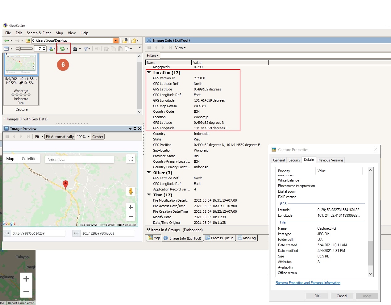 Cara menambahkan koordinat (GPS) ke metadata Foto Lapak GIS